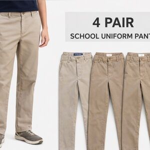 Boys School Uniform Khaki Pants Bundle 4 Pair Cat & Jack French Toast Size 16